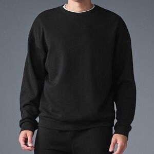 Men’s Alo Yoga Chill Crew Neck Pullover | Black | Size XL / Oversized Large